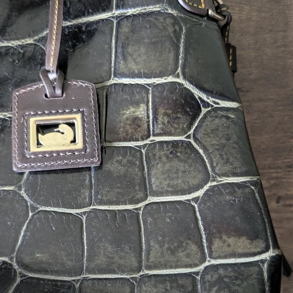 NWT Dooney and Bourke Croco Embossed Leather Green and Brown Bag - Picture 8 of 16